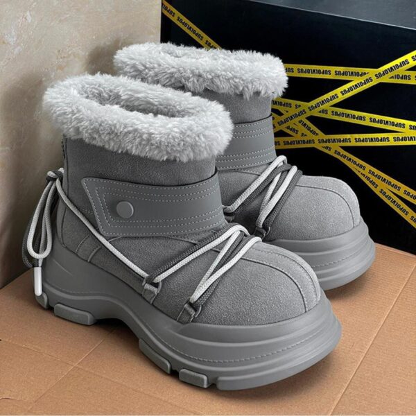 Arctic Grip™ Plush-Lined Winter Boots – Grey Suede Snowproof Edition