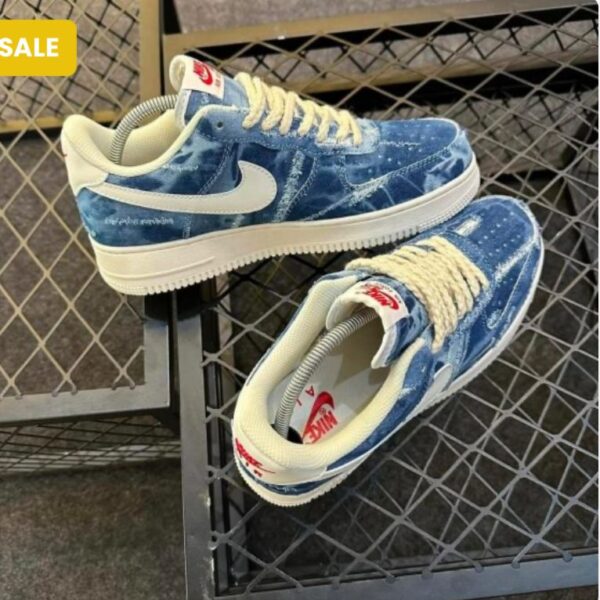 Nike Air Force 1 Low in Blue Washed Denim/Velour – Iconic Street Style at E32VOGUE