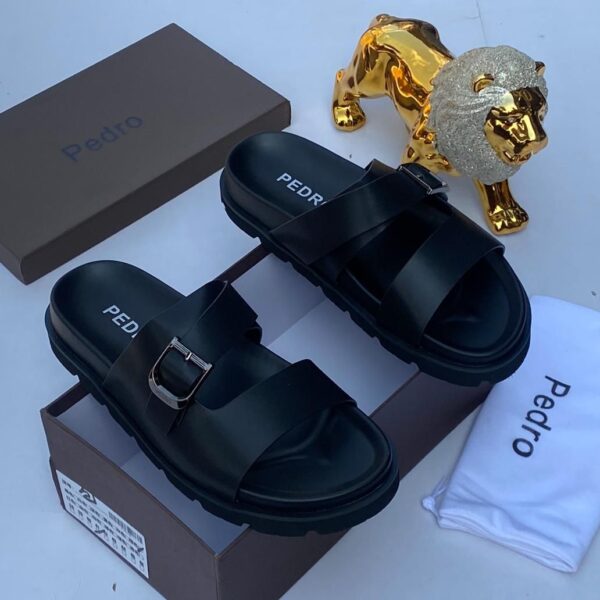Black Pedro Banded Slide Sandals – Sleek Everyday Style at E32VOGUE