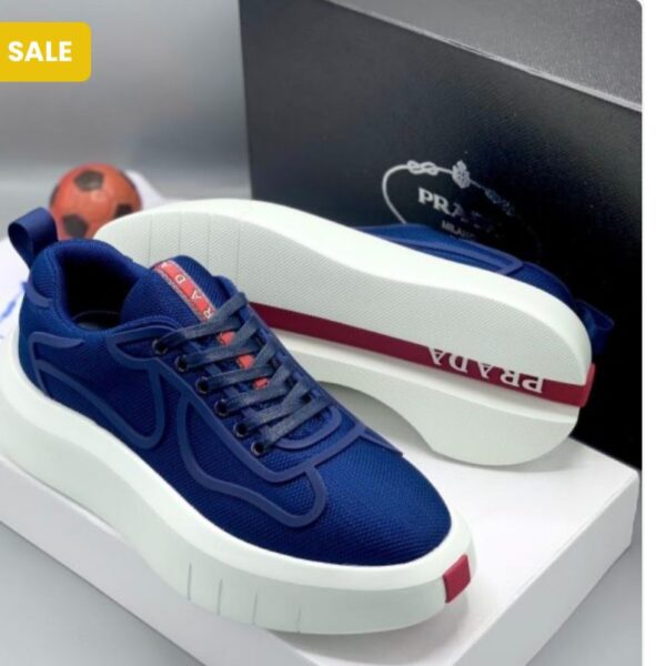 Prada Men’s Casual Lace-Up Sneakers in Navy Blue – Premium Style at E32VOGUE